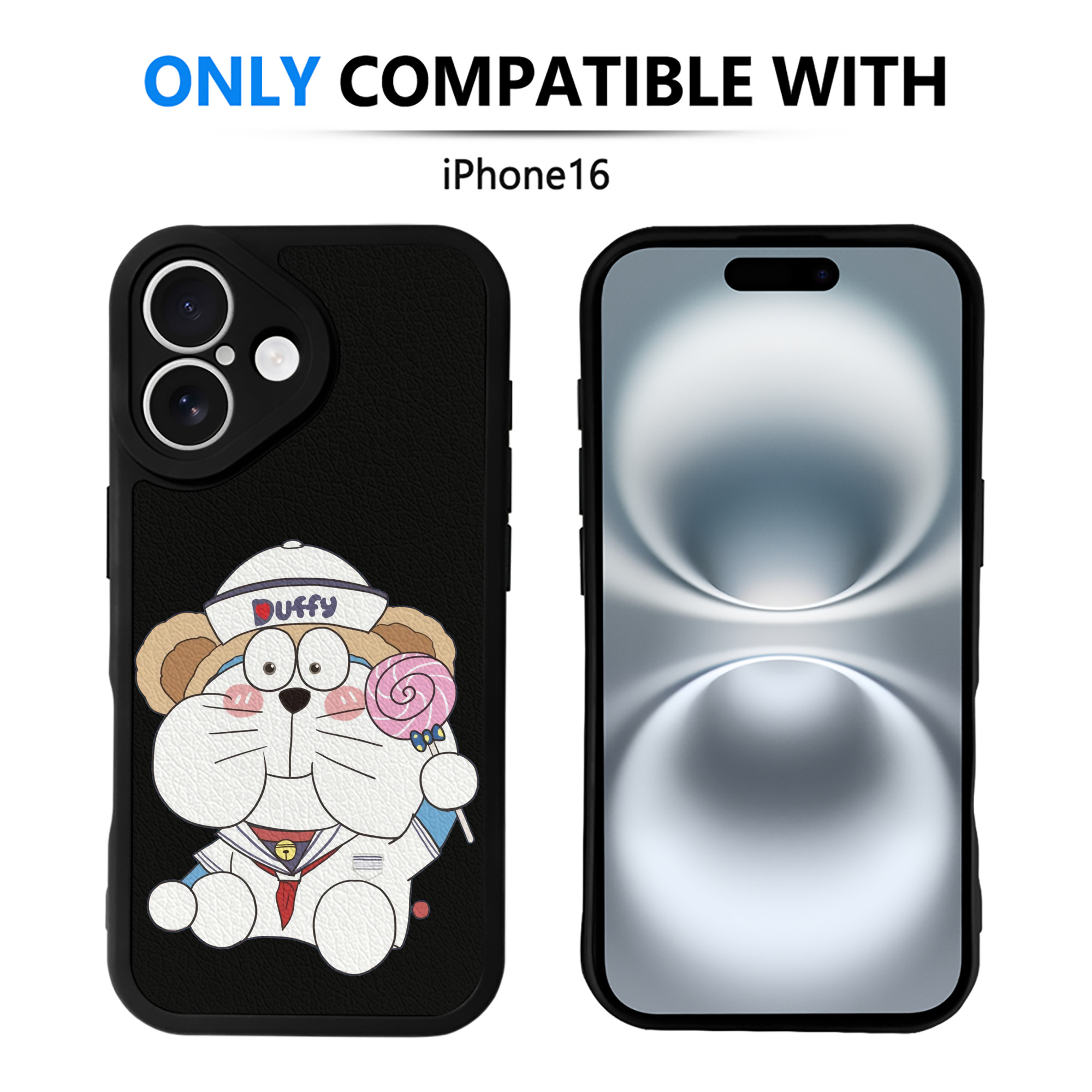 （画像用） ドラえもん Doraemon 【iPhone 16シリーズ対応】シリコンスマホケース（レザー調） 材質：シリコン